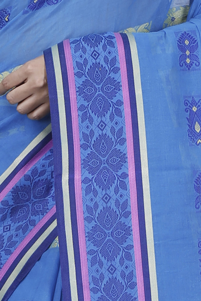 Blue Pure Cotton Uditi Tant Saree (1226)